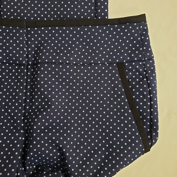 Roz & Ali Womens Pants Size 2 Avg Ankle Blue White Polka Dot Classic Fit Pockets - Picture 7 of 12